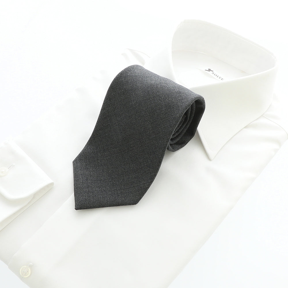Japanese Wool Tie - Quiet Refinement (Dark Grey)