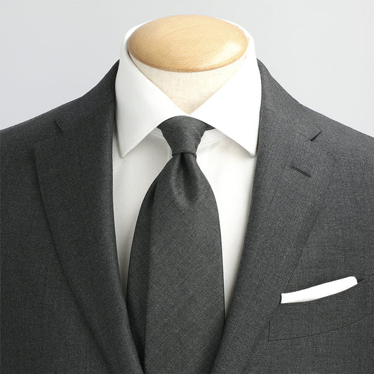 Japanese Wool Tie - Quiet Refinement (Dark Grey)